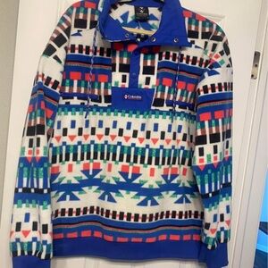 Columbia Blue and Multicolor Geometric Pullover
